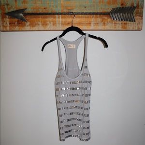 Gray sequin racerback tank top